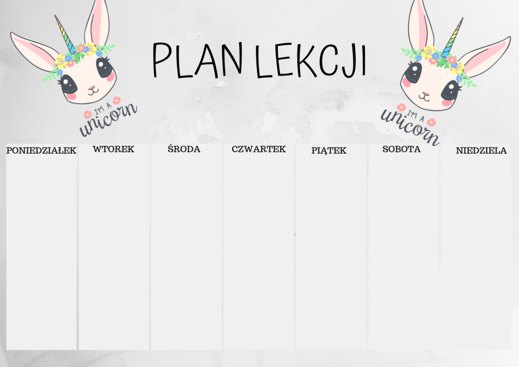 Plany lekcji dla chłopca i dziewczynki do druku! PDF pobierz plan